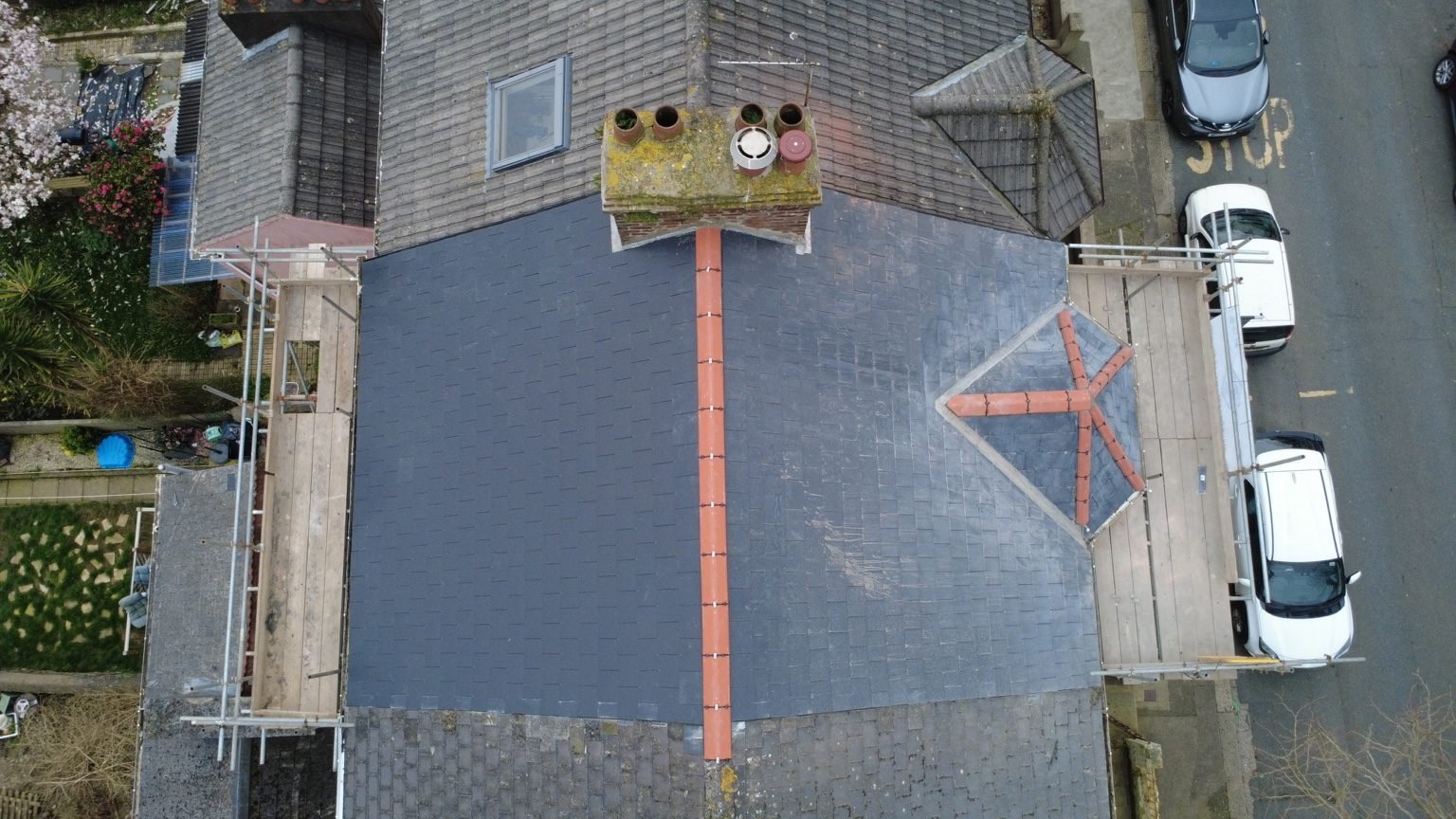 Completed slate roof by Shield Roofing in Plymouth